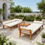 Ensemble de canapé de patio 6 pièces, ensemble de conversation modulaire d'extérieur en bois d'acacia
