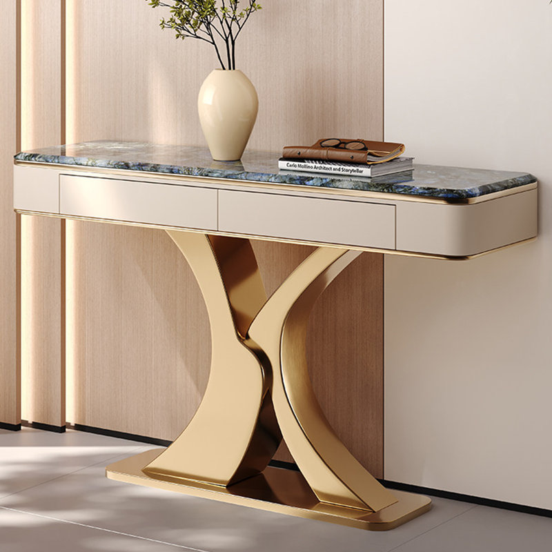 Console en pierre frittée de style italien, H 33,4 po x l 62,9 po x P 13,7 po