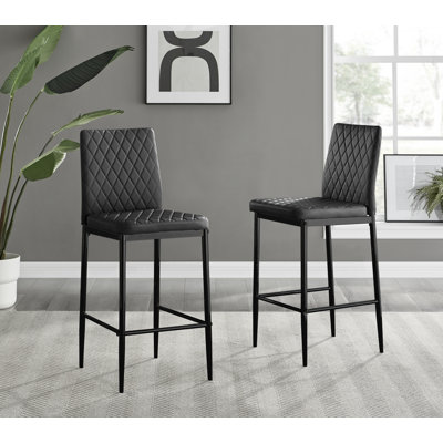 Milton Luxury Breakfast Bar Stool in Quilted Design Faux Leather - Modern Chic Kitchen