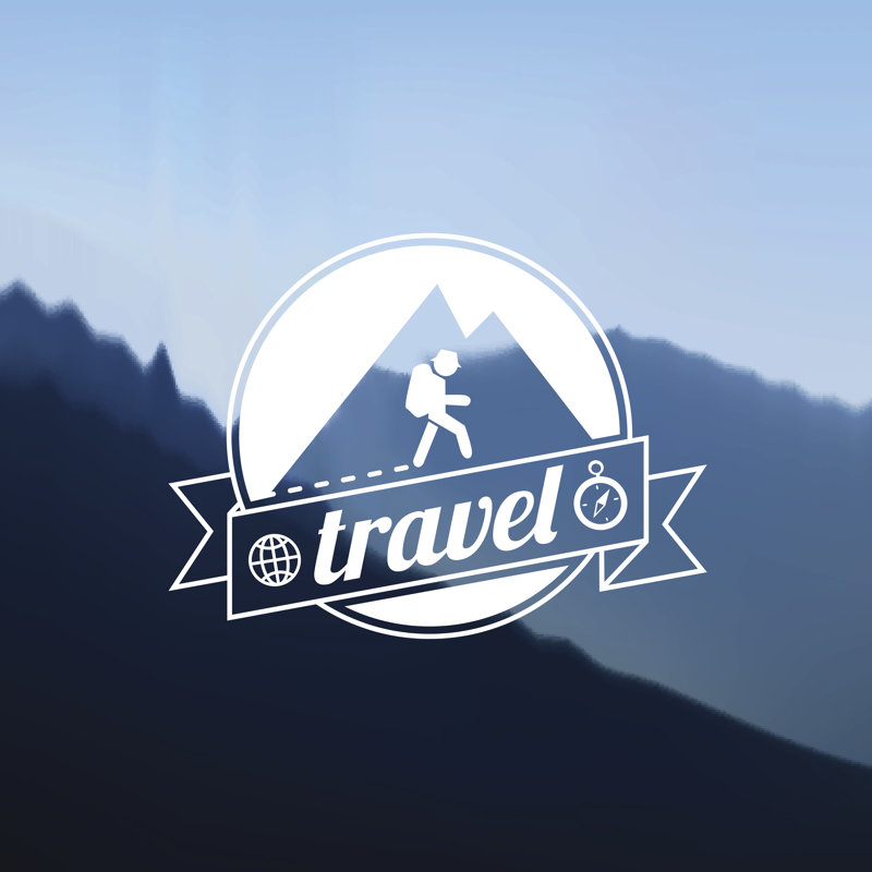 Tourism Travel Logo Design 1 Piece Wrapped Canvas Wall Art, 30cm H x 30cm W x 3.8cm D