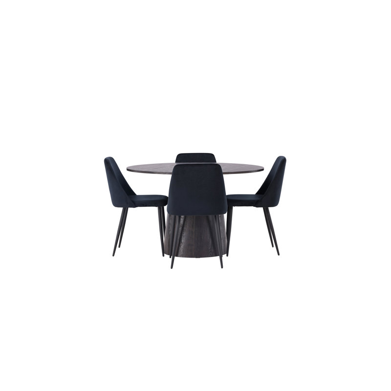 Villegas 4 - Person Dining Set, Black, Black, Black
