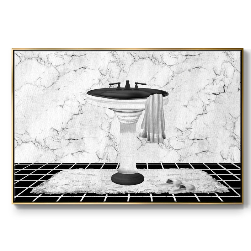 Toile tendue avec châssis Modern Modern, H 25 po x l 37 po x P 2 po, Encadrement doré