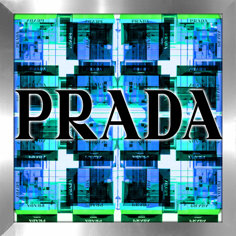 « shop prada blue », impression encadrée, H 19,5 po x l 19,5 po x P 1 po