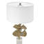 Lampe de table D17x30,2 "Ginkgo Gold Leaf avec base en marbre et abat-jour tambour blanc (assemblage de l'abat-jour requis)