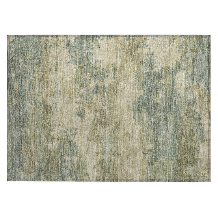 Machine Washable Indoor/Outdoor Xhevrie Seafoam Rug