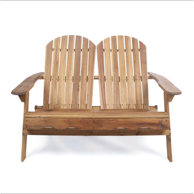 Outdoor Adirondack Loveseat – Acacia Wood, Slat-Back, Weather-Resistant