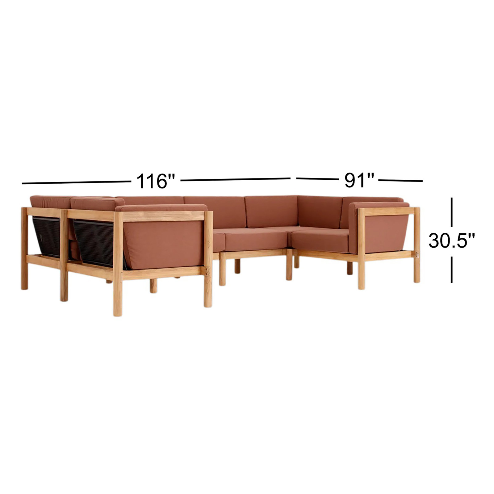 Haven 116" Sunbrella® Patio Sectional, Sunbrella Rust