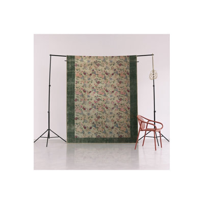 Green Themed Floral Rose Patterned Creative Modern Decorative Rug