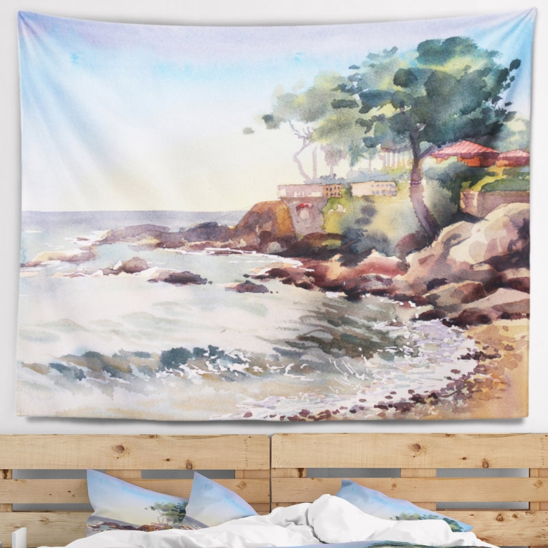 Tapisserie paysage Côte d'azur France, H 32 po x l 39 po