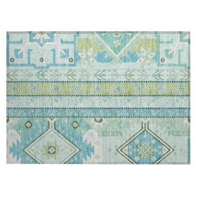 Machine Washable Indoor/Outdoor Chantille ACN1015 Mint Rug