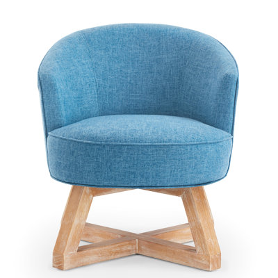 Chaise pivotante à 360 ° avec tissu en lin, base en bois pour une chaise longue au look élégant, style classique, espace pour les pieds