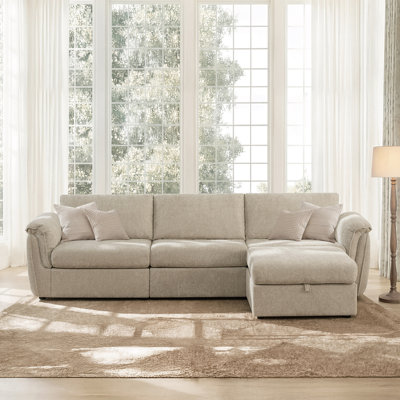 Canapé modulaire rembourré modulaire 4 pièces avec repose-pieds Elysion