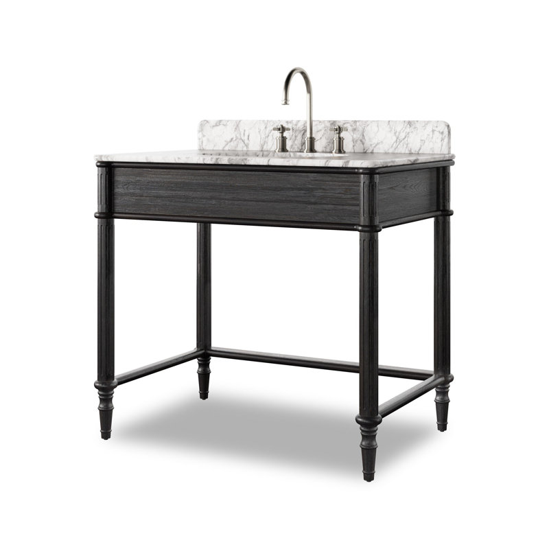 Toulouse Washstand-Washed Blonde Oak, Satin Black