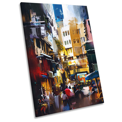 Street Scene Urban City Abstract - Wrapped Canvas Painting