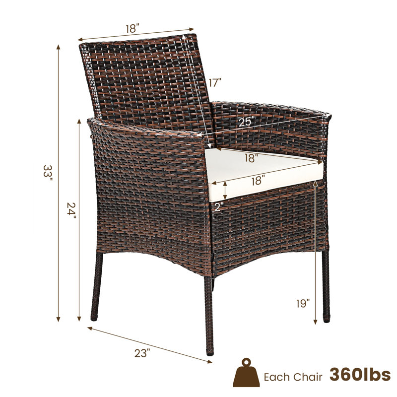 Chaise de patio avec coussins Vivelle, Brun