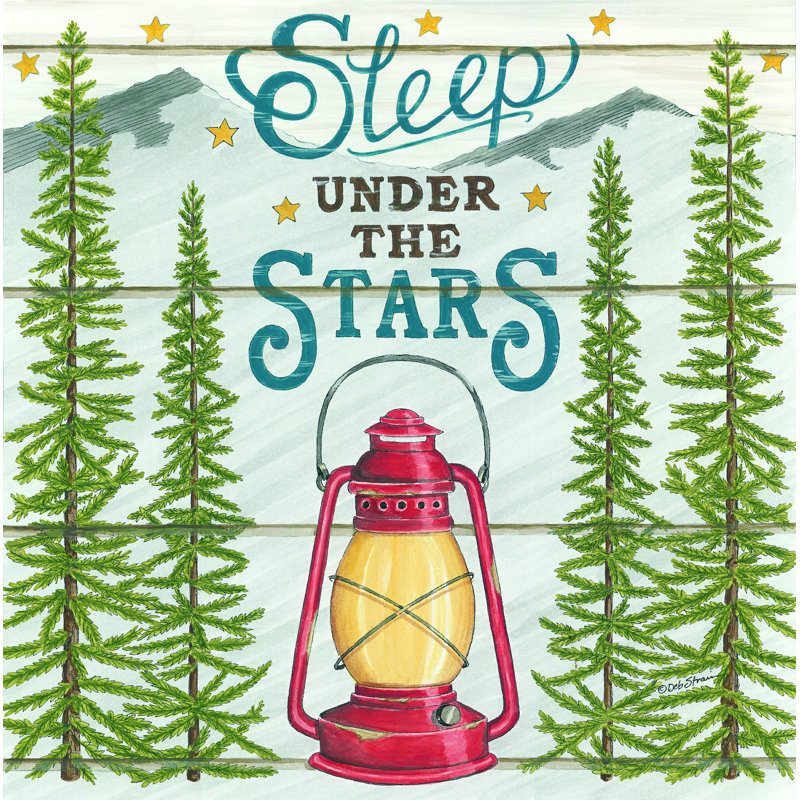 «Sleep Under the Stars» par Deb Strain - reproduction imprimée, H 12 po x l 12 po, No, Wrapped Canvas
