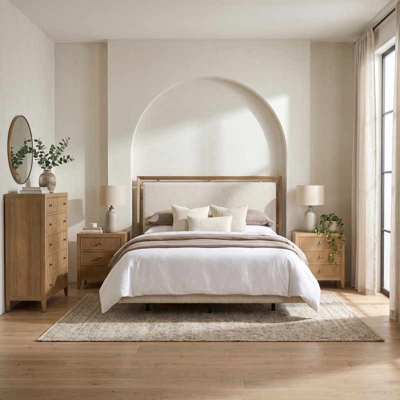 Ensemble de chambre avec très grand lit 3 pièces Avaline Skylark, 4 Pcs: Bed, Chest, 2 Nightstands