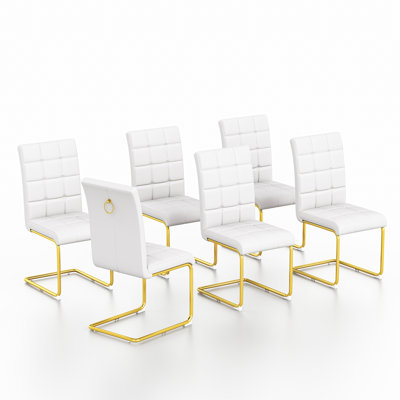 Modern Premium Faux Leather Conference Chairs With C-shaped Tube Metal Legs And High Back