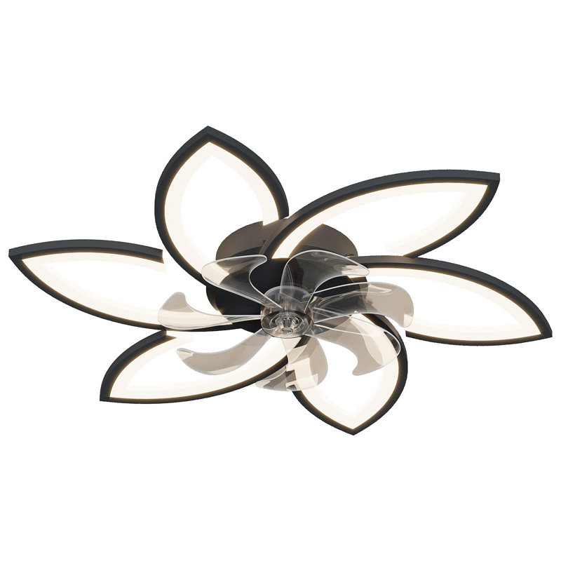 30.7In Ceiling Fan With Lights, Remote Control 3 Color Temperatures,6 Gear Wind Speed Fan Light, Black, Black