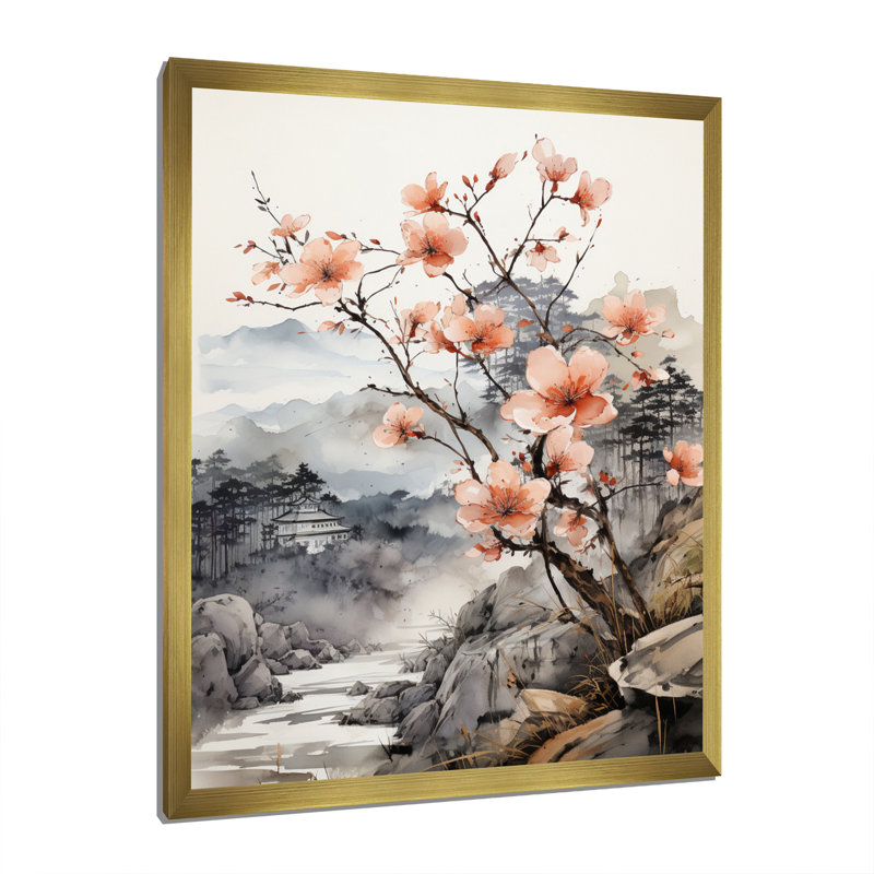 «Charmelle Asian Art Fantasy Sumi I», reproduction d'art sur toile, H 32 po x l 16 po x P 1 po, Encadrement doré