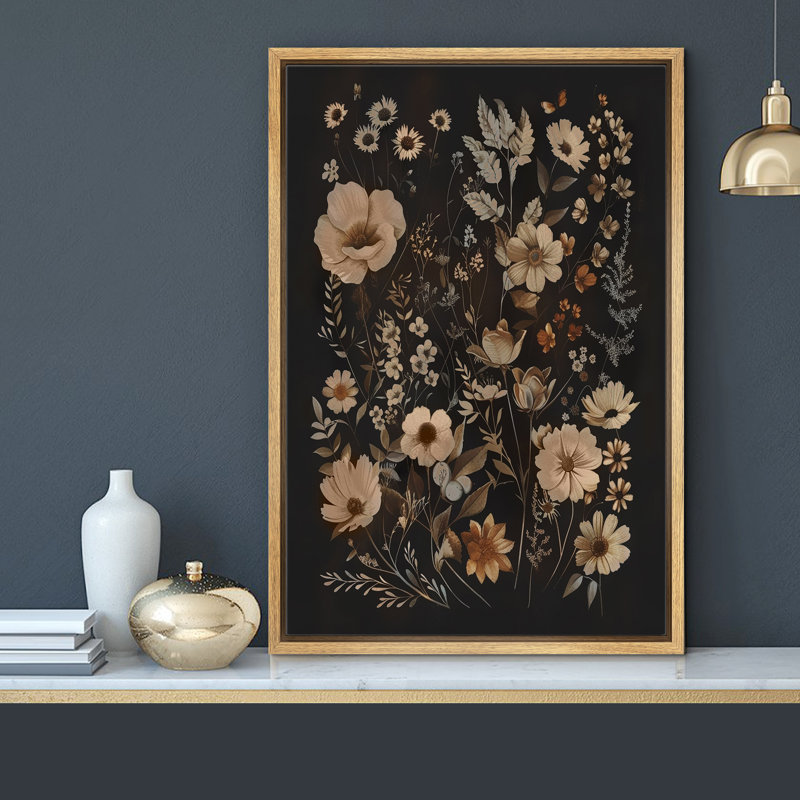 Animals In Flowers " Moody Gothic Animals Dark Wildflowers Floral Botanical Artwork Paintings ", 24" H x 16" W, Natural 