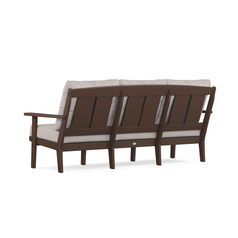 Lakeside Mission Deep Seating Sofa, Natural Linen, Mahogany