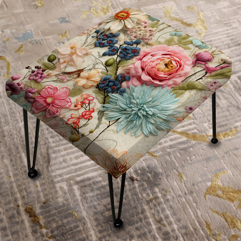 Vintage Flywork Floral Flyiness - Repose-pieds rectangulaire Patchwork