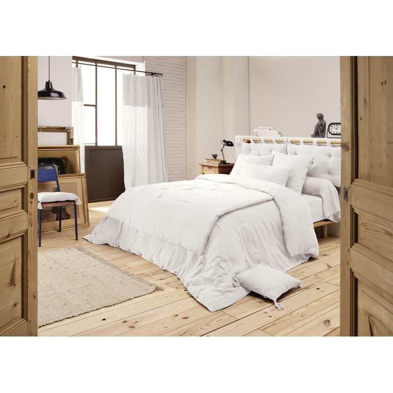 Knopp Cotton Solid Colour Duvet Cover, White, Super King Duvet Cover