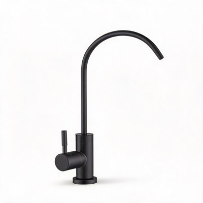 Robinet de cuisine à poignée simple en acier inoxydable noir mat avec bec à grande arche rotatif à 360 degrés