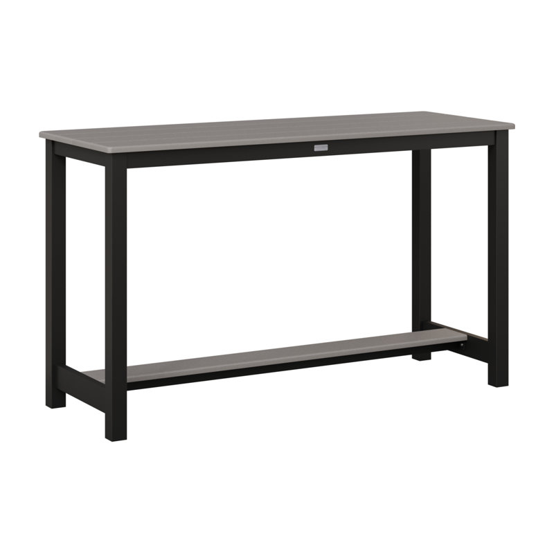 Balcony Outdoor Rectangle Bar Table, Matte Black, 35.5" H x 60" W x 22" D, Light Gray