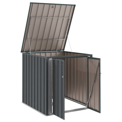 vidaXL 101.5 cm W 300 L Steel Lockable Cabinet Deck Box in Black