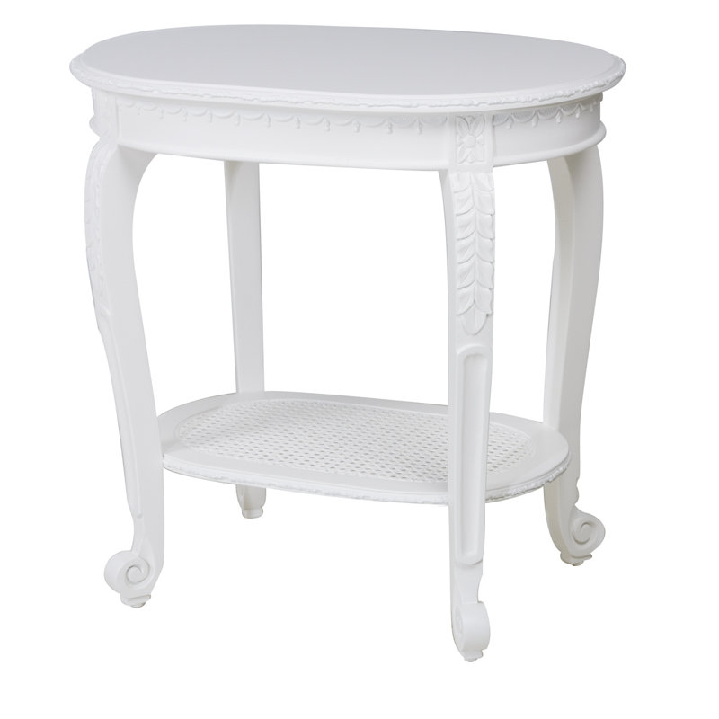Solid Wood End Table, White