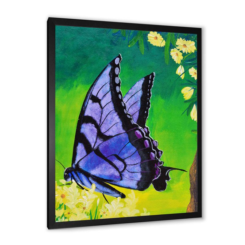 Élégant portrait de papillon mauve - Art mural sur toile traditionnel