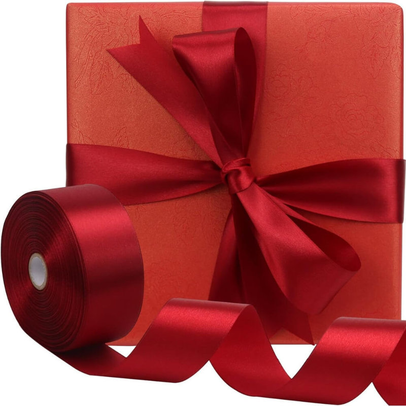 300ft Christmas Deep Red Solid Satin Ribbon