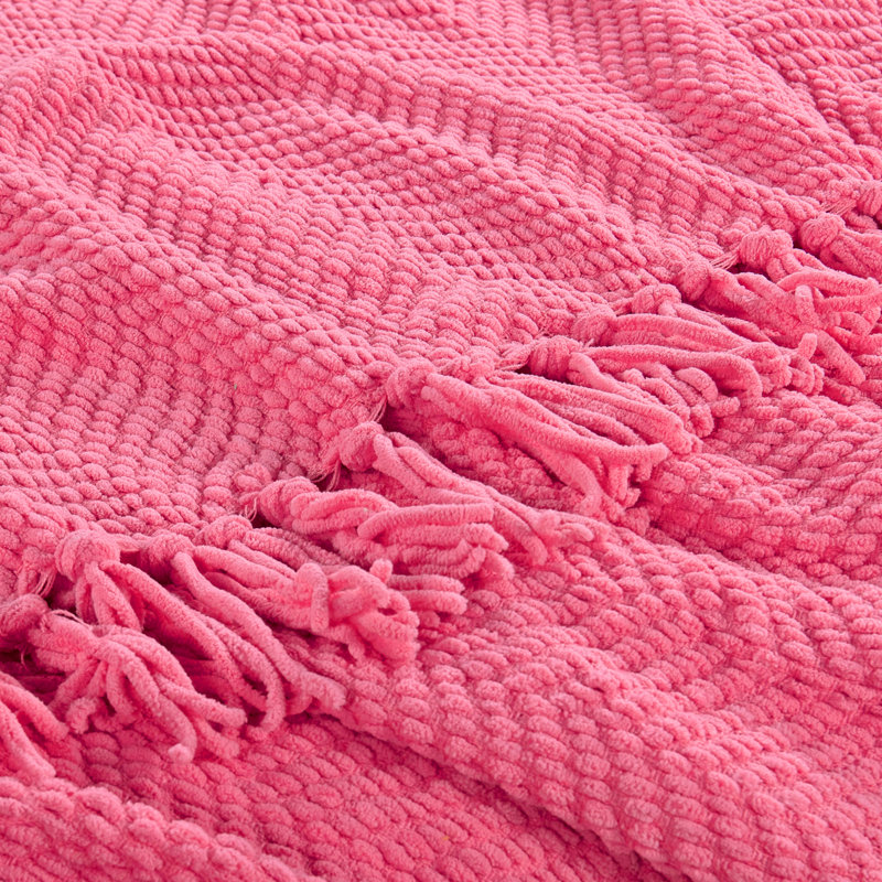 Jeté en tricot de tweed, 60 po x 80 po, Camélia rose