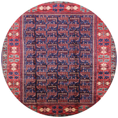 Tapis géométrique rouge / bleu / beige