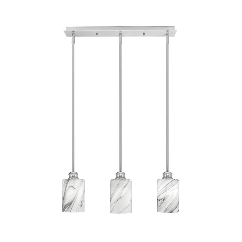 Edge 3 Light Linear Pendalier With 4" Glass, Brushed Nickel