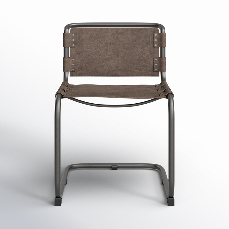 Otelia 19'' H Upholstered Metal Side Chair, Dark Brown