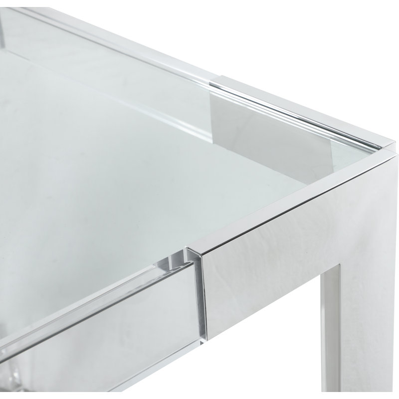 Casper Glass Top Dining Table, Chrome 
