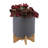 8/10" Planter W/ Wood Stand, Matte Gray-1307657784