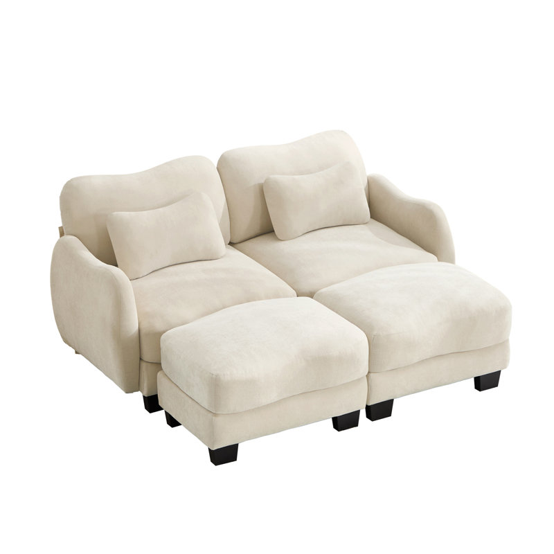 Chaise longue rembourrée en chenille de 70,8 po de largeur, Beige