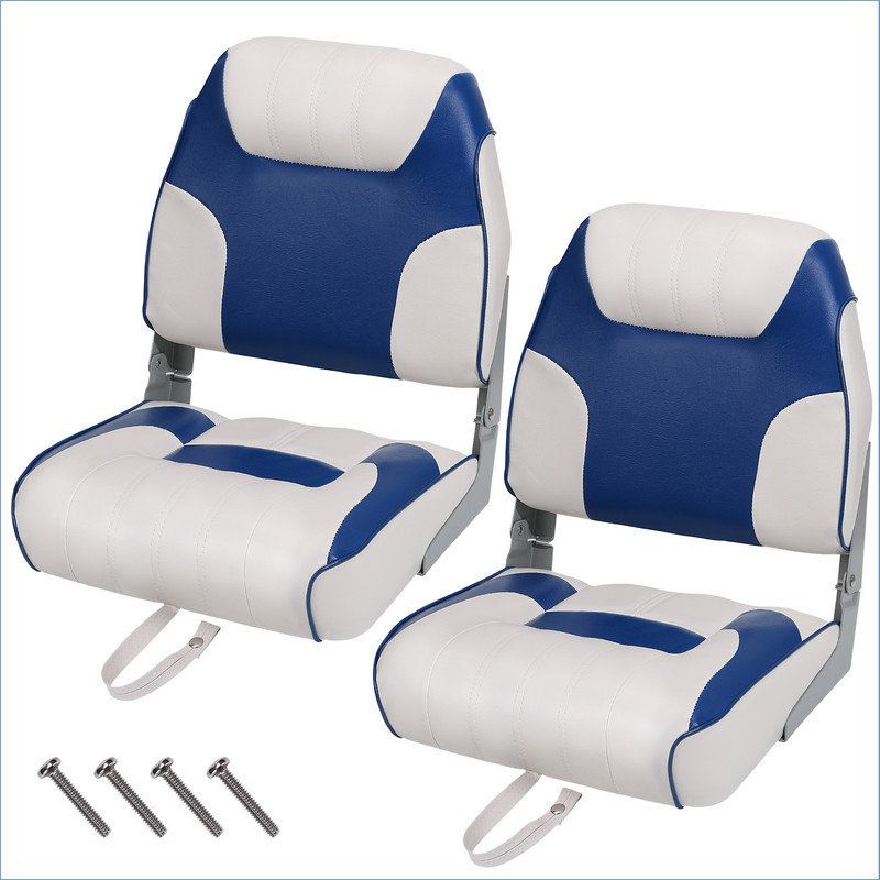 Folding Beach Chair, White/Blue