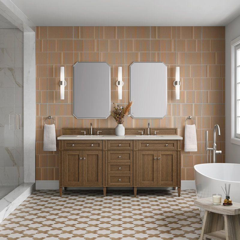 Meuble-lavabo double l 72 po Dussault, Brun selle, 8 po, Sibérien