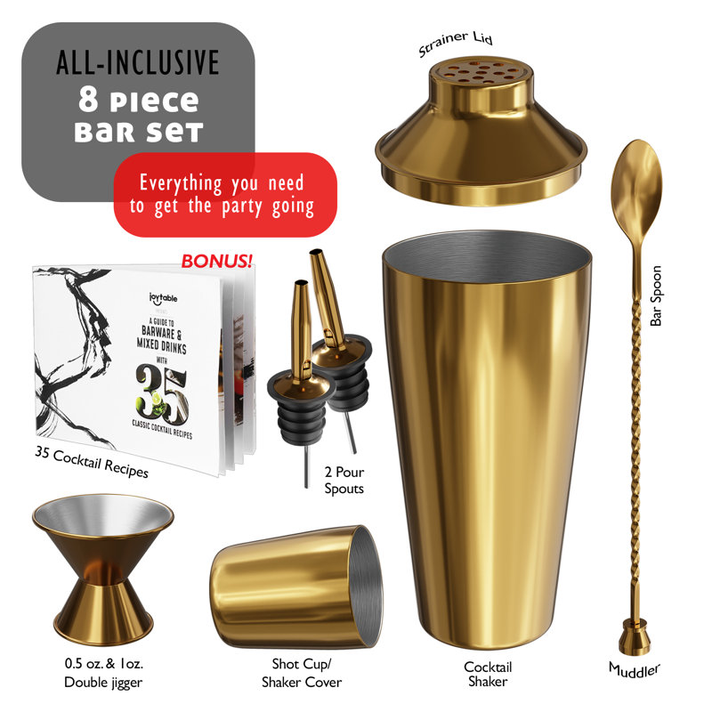 Gold Stainless Steel Cocktail Shaker Set with Bar Tools