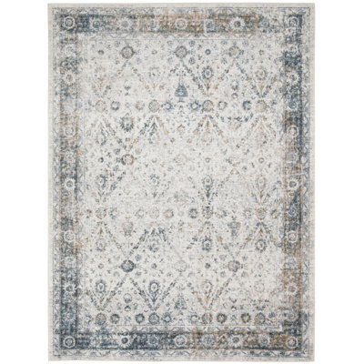 Nourison Astra Machine Washable Ivory Blue Vintage Indoor Rug