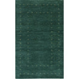 Green Hand-Knotted Wool Emerald Field Blossoms Geometric Modern Contemporary Carpet Rug