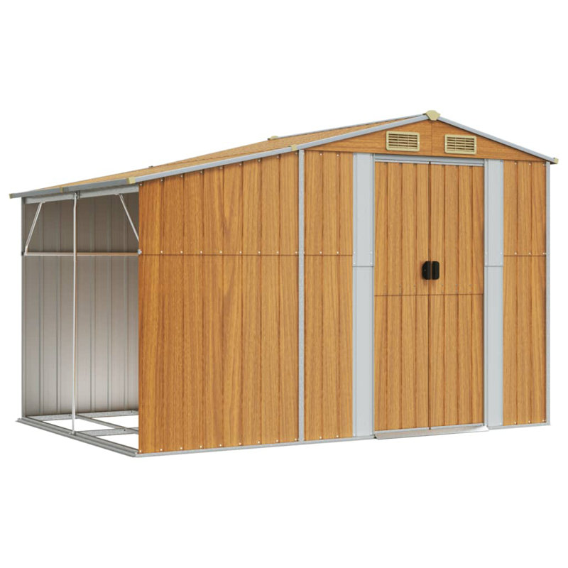 Brason Garden Shed 277x192.5x179 cm Galvanised Steel, Light Brown