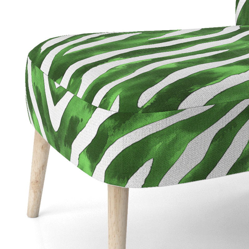 Chaise d'appoint rembourrée Zebra, Vert/blanc