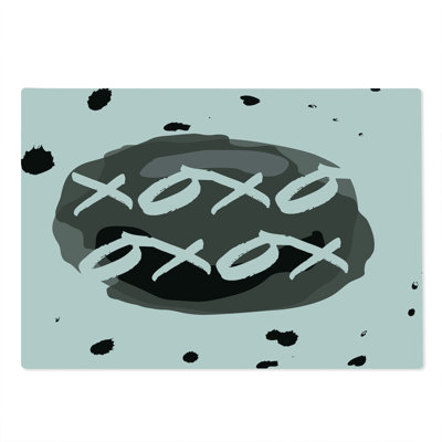 Ambesonne Xo Cutting Board Large Size Formless Ink Drops Kiss Hug Charcoal Grey Black