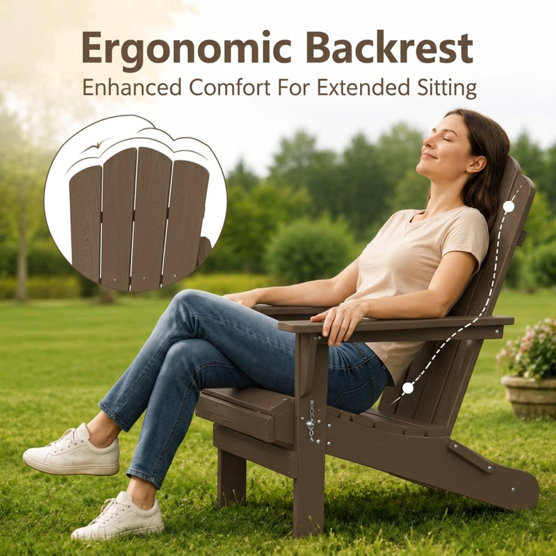 Chaise Adirondack pliante en résine, Brun